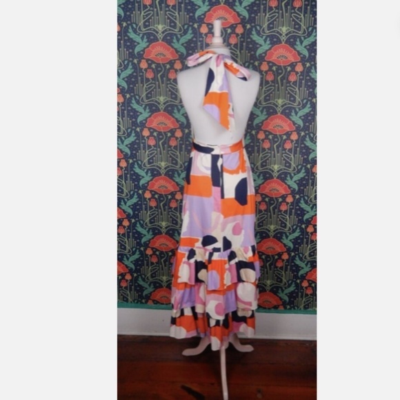 Venita Aspen Gianni Bini Andrea Abstract Print Halter Maxi Dress Nwt - Picture 8 of 8